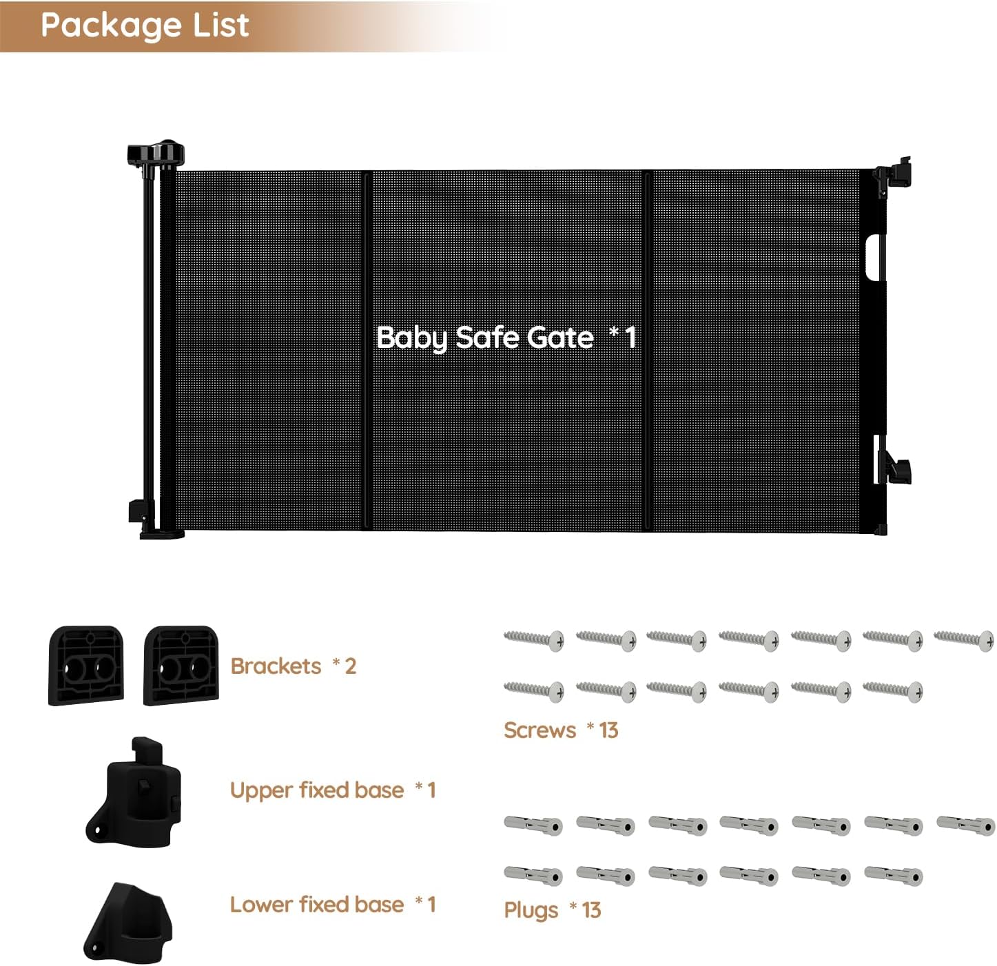 Miumoon One-Hand Operation Retractable Baby Gates, 150 inch Retractable Gate with Reinforced Strip Design to Prevent Crawling Through, 12 FT Extra Wide Retractable Dog Gate for Indoor/Outdoor